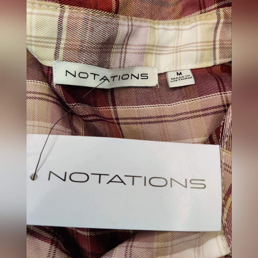 NWT Notations plaid button down shirt size M - Picture 3 of 3
